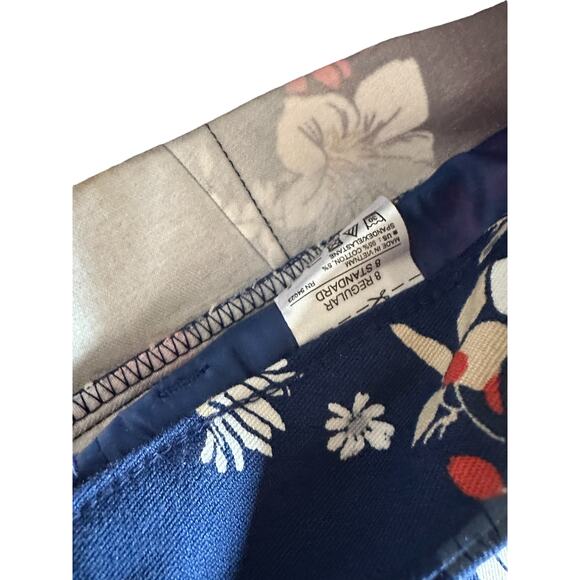 🍁 BUNDLE ONLY - 5/$15  Old Navy Floral Ankle Trousers, Navy Blue:Orange, size 8 - Picture 4 of 4